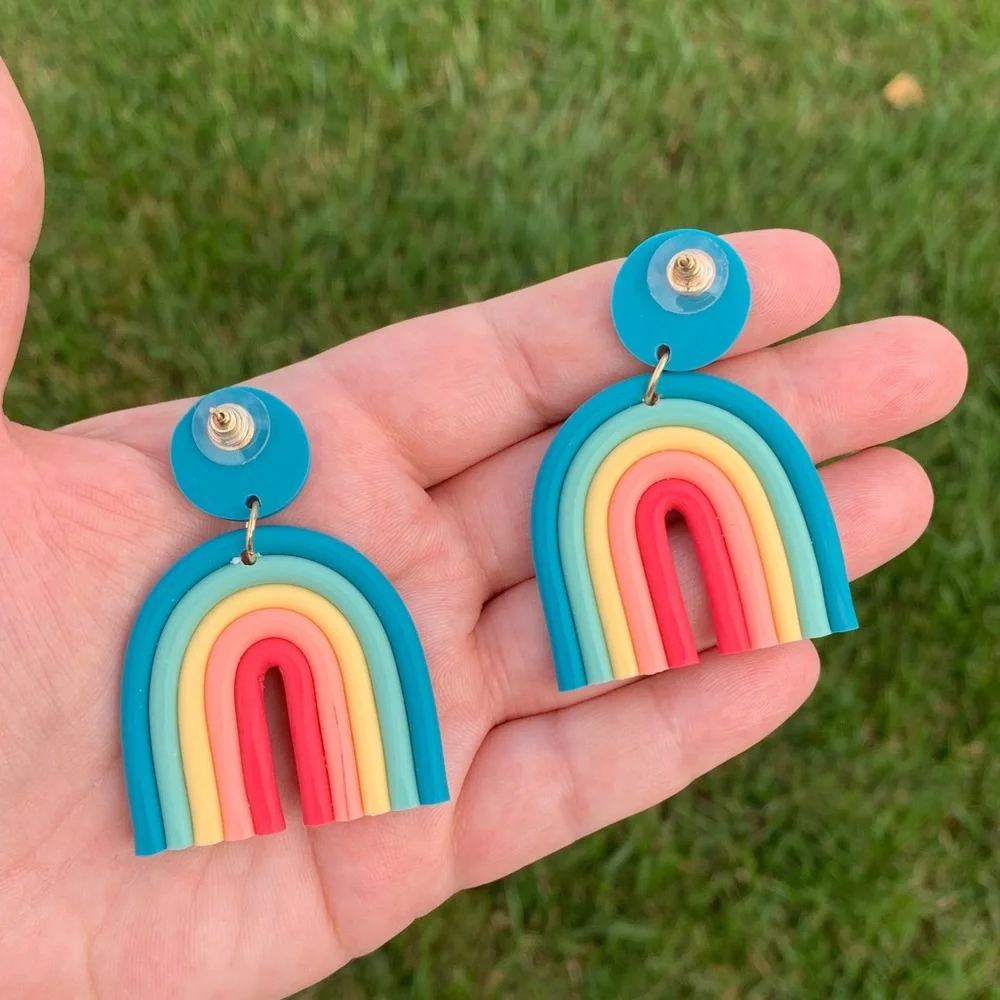 Ronnie Rainbow Earrings Teal - Picture 4 of 4
